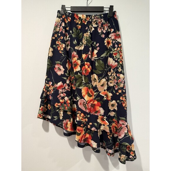 Bobeau Dresses & Skirts - NEW Bobeau Floral Asymmetrical Skirt Womens Med Ruffle Vacation Resort Travel